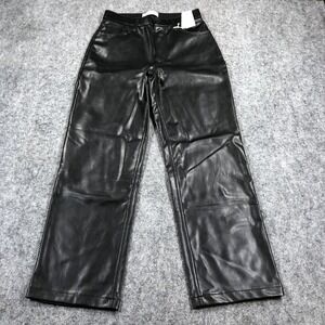 Abercrombie Fitch 90s Jeans Womens 27 Black High Rise Straight Vegan Leather